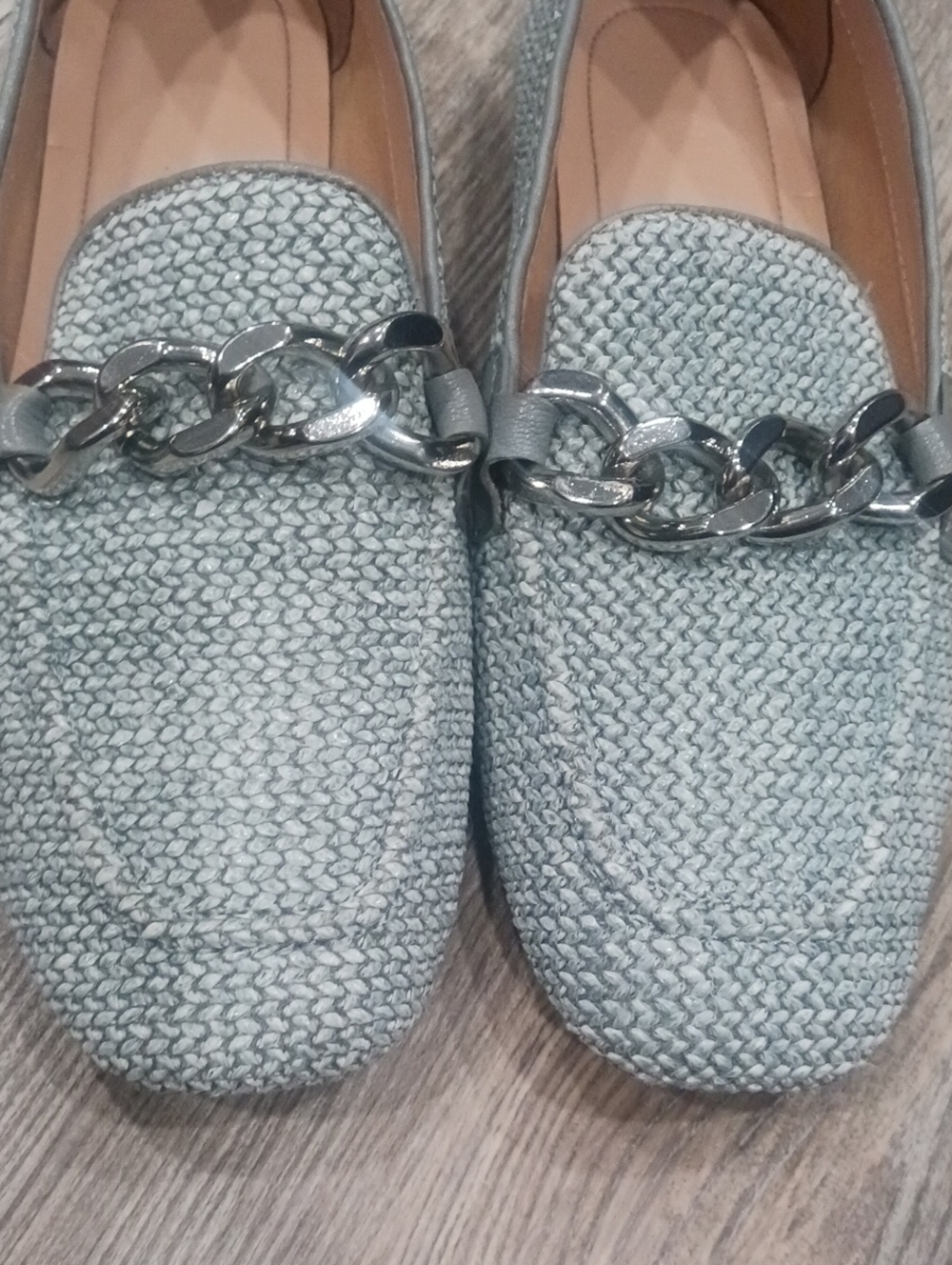 Donald Pliner Women's Bethany Metallic Silver Chain-Accent Slip-on Loafers - Picture 5 of 12